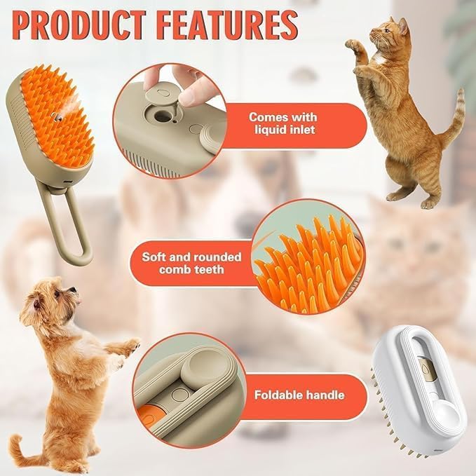 Steam Brush PET MASSAGE BRUSH (Dogs & Cats)